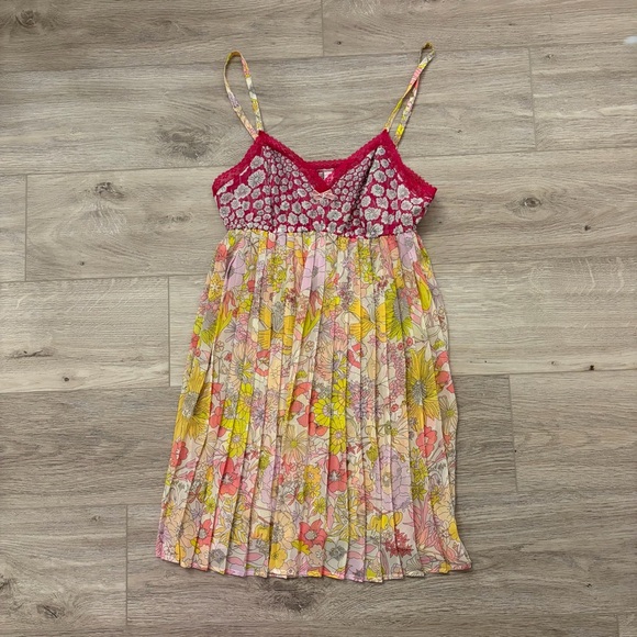 Liberty of London Pink and Yellow Floral Mini Dress - Picture 2 of 4